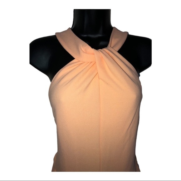 Rachel Roy pink blush crepe halter wide leg twist front midi jumpsuit size large - Picture 13 of 16